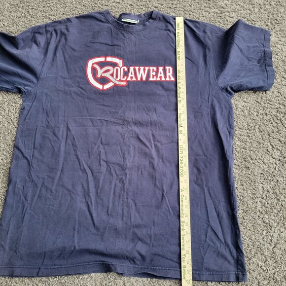 Rocawear Mens Logo T-Shirt Navy Blue Size 3XL Cotton Casual Wear Faded Official - Picture 4 of 9